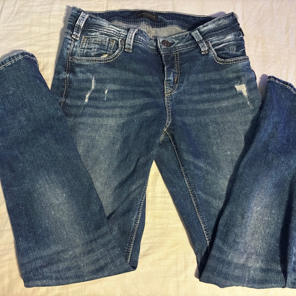 Silver Jeans Dark Blue Straight Leg Jeans